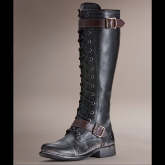 Frye Shoes - COVETED Frye Jenna Cap Toe Boots Black/Brown Combo AS SEEN ON The Walking Dead!